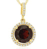 2.53CT DIAMOND & AAA GARNET 14KT YELLOW GOLD 3D ROUND SOLITAIRE FLOATING PENDANT