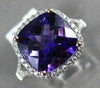 LARGE 3.94CT DIAMOND & AAA AMETHYST 14KT WHITE & ROSE GOLD HALO ENGAGEMENT RING