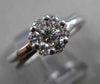 ANTIQUE .66CT DIAMOND 14KT WHITE GOLD DOUBLE BAND FLOWER ENGAGEMENT RING #19377