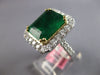 EXTRA LARGE 5.70CT DIAMOND & AAA EMERALD 18K 2 TONE GOLD 3D HALO ENGAGEMENT RING