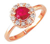 ESTATE 1.10CT DIAMOND & AAA RUBY 14KT ROSE GOLD 3D CLASSIC FLOWER LOVE RING