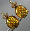 ANTIQUE LARGE 15.15CT DIAMOND & AAA CITRINE 14KT YELLOW GOLD 3D HANGING EARRINGS