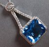 LARGE 8.49CT DIAMOND & AAA BLUE TOPAZ 14KT WHITE GOLD 3D CUSHION & ROUND PENDANT