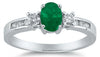 1.17CT DIAMOND & AAA EMERALD 14KT WHITE GOLD 3D OVAL & ROUND 3 STONE LOVE RING