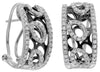 WIDE .56CT DIAMOND 14K WHITE & BLACK GOLD 3D MULTI OVAL CLIP ON HANGING EARRINGS