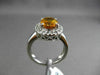 ESTATE LARGE 2.48CT DIAMOND & AAA EXTRA FACET CITRINE 14KT WHITE GOLD HALO RING