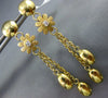LARGE .05CT DIAMOND 18KT YELLOW GOLD 3D MATTE AND SHINY FLOWER HANGING EARRINGS
