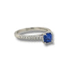 1.34CT DIAMOND & AAA SAPPHIRE 18KT WHITE GOLD 3D CUSHION & ROUND ENGAGEMENT RING