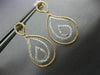 ESTATE .53CT DIAMOND 18KT 2 TONE GOLD 3D CLASSIC TEAR DROP LOVE HANGING EARRINGS