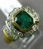 WIDE 1.73CT DIAMOND & AAA EMERALD 18KT YELLOW GOLD FLOWER ENGAGEMENT RING #1456
