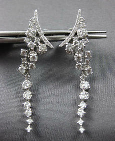 ESTATE 1.55CT DIAMOND 18KT WHITE GOLD 3D CHANDELIER HALF MOON HANGING EARRINGS