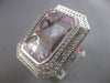 ESTATE MASSIVE 33.3CT DIAMOND & AAA KUNZITE 18K WHITE GOLD EMERALD CUT HALO RING