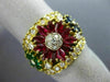 LARGE 3.80CT DIAMOND AAA MULTI GEM 18KT YELLOW GOLD 3D MULTI FLOWER FUN RING E/F