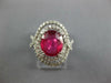 LARGE 4.08CT DIAMOND & AAA RUBY 14KT WHITE GOLD OVAL DOUBLE HALO INFINITY RING