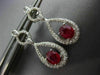 ESTATE 2.33CT DIAMOND & RUBY 18K WHITE GOLD 3D PEAR ETOILE PAVE HANGING EARRINGS