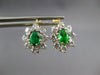LARGE 3.5CT CUBIC ZIRCONA & AAA SYNTHETIC EMERALD 14K YELLOW GOLD EARRINGS 27401