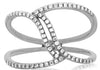 WIDE .20CT DIAMOND 14KT WHITE GOLD 3D CRISS CROSS DOUBLE HEART LEAF LOVE RING