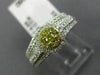 .77CT WHITE & FANCY YELLOW DIAMOND 14K WHITE GOLD 3D CLUSTER ENGAGEMENT RING SET
