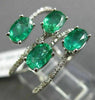 ESTATE LARGE 2.21CT DIAMOND & AAA EMERALD 14KT WHITE GOLD CLASSIC MULTI ROW RING