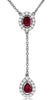 .53CT DIAMOND & AAA RUBY 14KT WHITE GOLD OVAL PEAR SHAPE & ROUND LARIAT NECKLACE