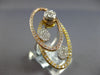 LARGE 1.65CT DIAMOND 14KT TRI COLOR GOLD CLUSTER FLOWER OVAL FLOATING FUN RING