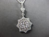 ESTATE LARGE .94CT DIAMOND 18KT WHITE GOLD 3D FLOWER STARBURST FLOATING PENDANT