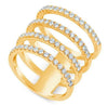 ESTATE WIDE 1.36CT DIAMOND 18KT YELLOW GOLD CLASSIC FOUR ROW SEMI ETERNITY RING