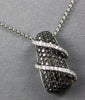 ESTATE 1.0CT WHITE & BLACK DIAMOND 14KT WHITE GOLD GRADUATING WAVE FUN PENDANT