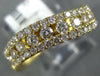 ESTATE .79CT DIAMOND 18KT YELLOW GOLD 3D ROUND CLASSIC THREE ROW SWIRL FUN RING