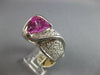 LARGE 3.80CT DIAMOND & AAA PINK QUARTZ 14KT WHITE GOLD TRILLION & ROUND FUN RING