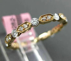 ESTATE .58CT DIAMOND 18KT ROSE GOLD ETERNITY FILIGREE MILGRAIN ANNIVERSARY RING