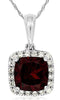 1.31CT DIAMOND & AAA GARNET 14KT WHITE GOLD 3D CUSHION & ROUND FLOATING PENDANT