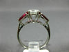 ESTATE 1.90CT DIAMOND & AAA RUBY PLATINUM PEAR SHAPE THREE STONE ENGAGEMENT RING