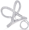 ESTATE LARGE .60CT DIAMOND 14KT WHITE GOLD 3D CRISS CROSS INFINITY LOVE RING