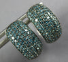 WIDE 1.0CT BLUE DIAMOND 14KT WHITE GOLD MULTI ROW HUGGIE HANGING EARRINGS #27009