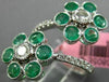 ESTATE EXTRA LARGE 2.29CT DIAMOND & AAA EMERALD 18KT WHITE GOLD FLOWER LOVE RING