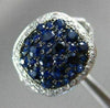 ESTATE LARGE DIAMOND & AAA SAPPHIRE 14KT WHITE GOLD 3D CLASSIC CLUSTER HALO RING