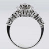 ESTATE .90CT DIAMOND 18KT WHITE GOLD ROUND SOLITAIRE DOUBLE HALO ENGAGEMENT RING