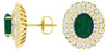 3.10CT DIAMOND & AAA EMERALD 14KT YELLOW GOLD 3D OVAL & ROUND SCREWBACK EARRINGS