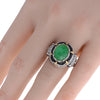 LARGE AAA JADE & LONDON BLUE TOPAZ 18K YELLOW GOLD & 925 SILVER HANDCRAFTED RING