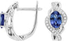1.13CT DIAMOND & AAA TANZANITE 14KT WHIITE GOLD OVAL & ROUND LEVERBACK EARRINGS