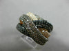 LARGE 3.69CT WHITE BLACK & CHOCOLATE FANCY DIAMOND 14KT ROSE GOLD MULTI ROW RING
