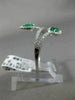 ESTATE WIDE .60CT ROUND DIAMOND & AAA EMERALD 18K WHITE GOLD 3D DOUBLE LEAF RING