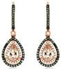 1.66CT WHITE & MOCHA DIAMOND AAA MORGANITE 14KT ROSE GOLD HALO HANGING EARRINGS