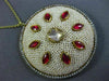 ANTIQUE LARGE 6.0CT DIAMOND AAA RUBY & PEARL ENAMEL 18KT YELLOW GOLD 3D PENDANT