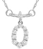 ESTATE .30CT DIAMOND 14KT WHITE GOLD 3D CLASSIC INITIAL O LOVE NECKLACE