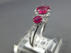 ESTATE 1.09CT DIAMOND & AAA RUBY 14KT WHITE GOLD OVAL & ROUND 3 STONE FUN RING