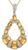 ESTATE 2.11CT DIAMOND & AAA CITRINE 14KT YELLOW GOLD TEAR DROP FLOATING PENDANT