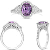 2.22CT DIAMOND & AAA PINK SAPPHIRE PLATINUM OVAL & TRILLION HALO ENGAGEMENT RING