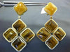 LARGE .80CT DIAMOND & TIGER EYE & QUARTZ 14K YELLOW GOLD SQUARE HANGING EARRINGS